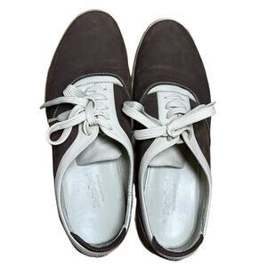 Zegna Sport Oxford Sneaker Shoes Made In Italy Mens 7.5 Brown Cream Lace Up
